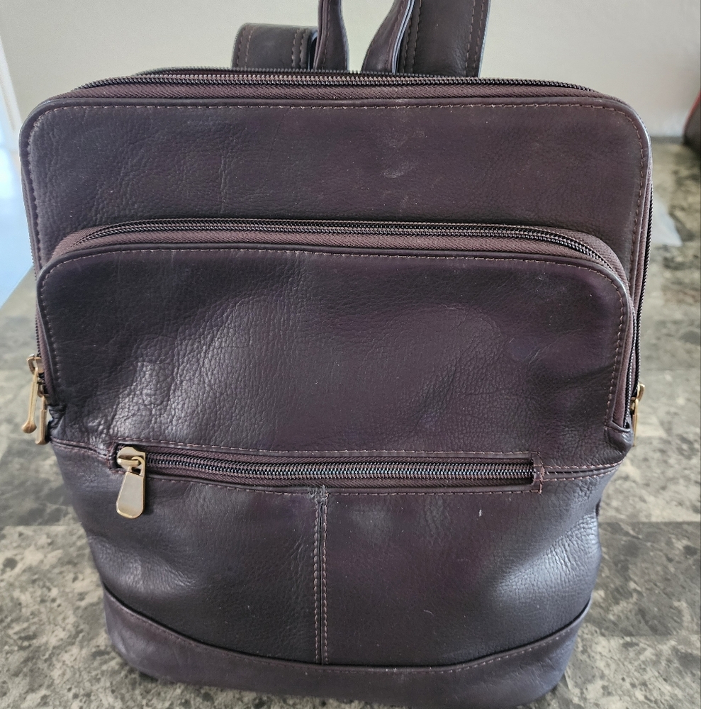 Elegant Dark Brown Leather Backpack